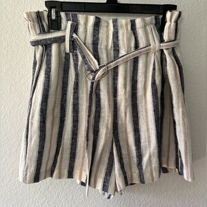 Striped Belted Women Shorts
